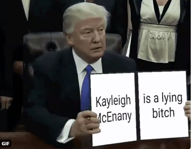 PHOTO Donald Trump Holding Executive Order That Says Kayleigh McEnany Is A Lying Btch