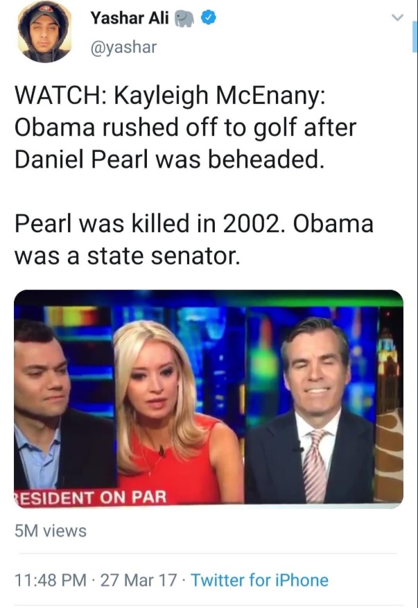 PHOTO Kayleigh McEnany Says Obama Went Golfing After Daniel Pearl Was Beheaded