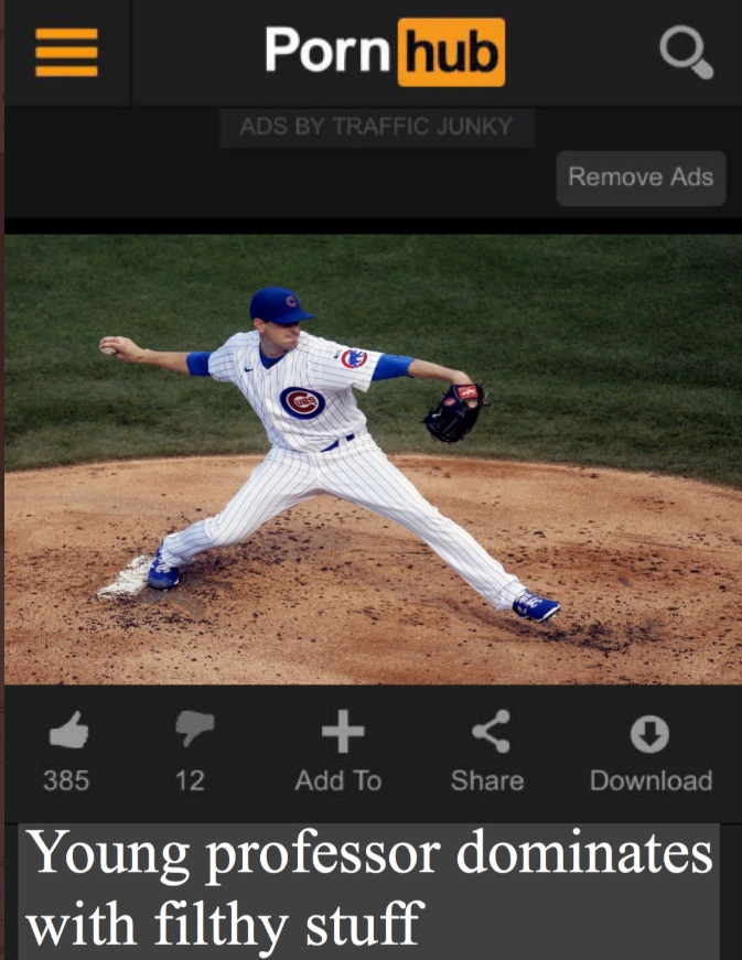 PHOTO Kyle Hendricks Young Professor Dominates With Filthy Stuff Meme