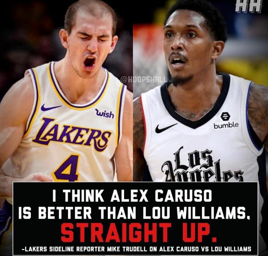 PHOTO Lakers Reporter Thinks Alex Caruso Is Better Than Lou Williams