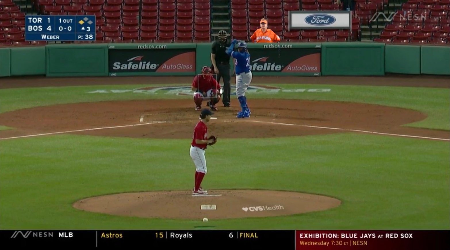 PHOTO Marlins Man Behind Home Plate Watching Blue Jays Red Sox With No Fans