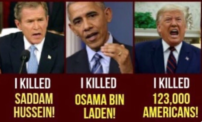 PHOTO Obama I Killed Osama Bin Laden Trump I Killed 123K Americans