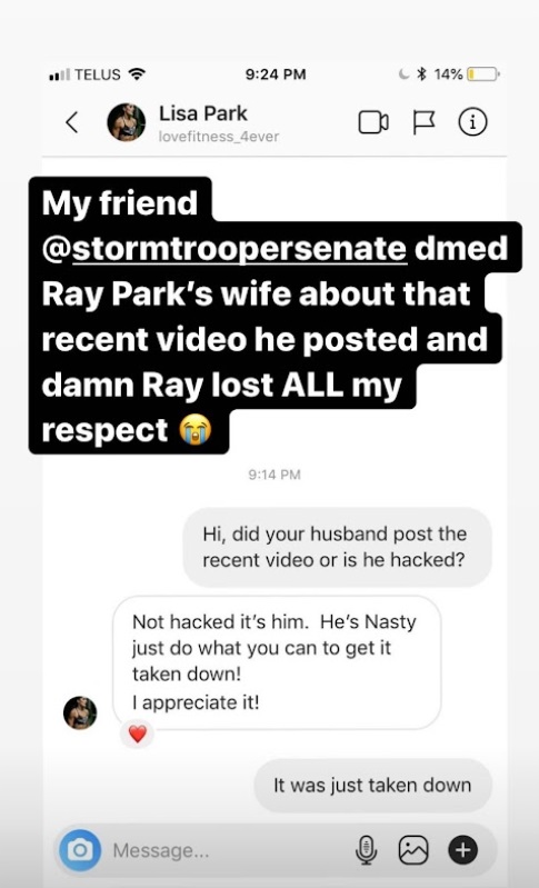 PHOTO Ray Park's Wife Confirms Cheating That He Posted On IG With Young Brunette