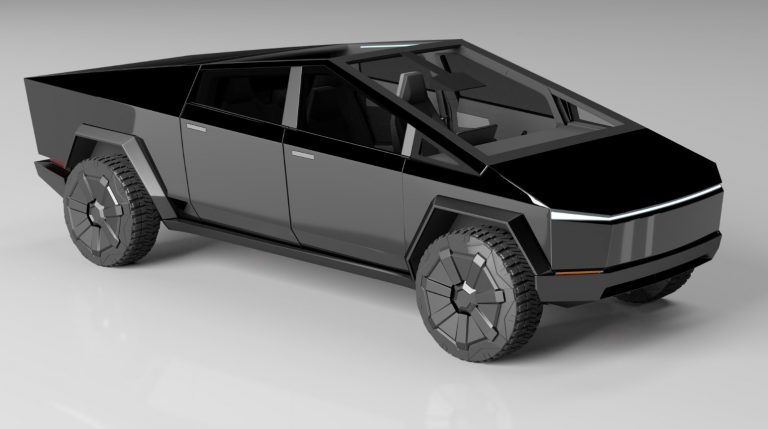 PHOTO Solid Black Rendered Tesla Cybertruck