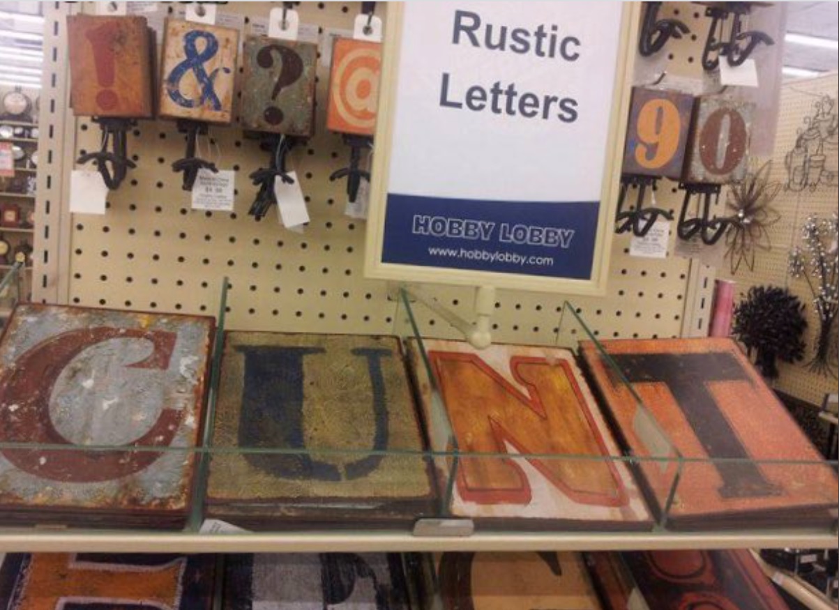 PHOTO Someone Spelled Out Cnt With The Rustic Letters At Hobby Lobby