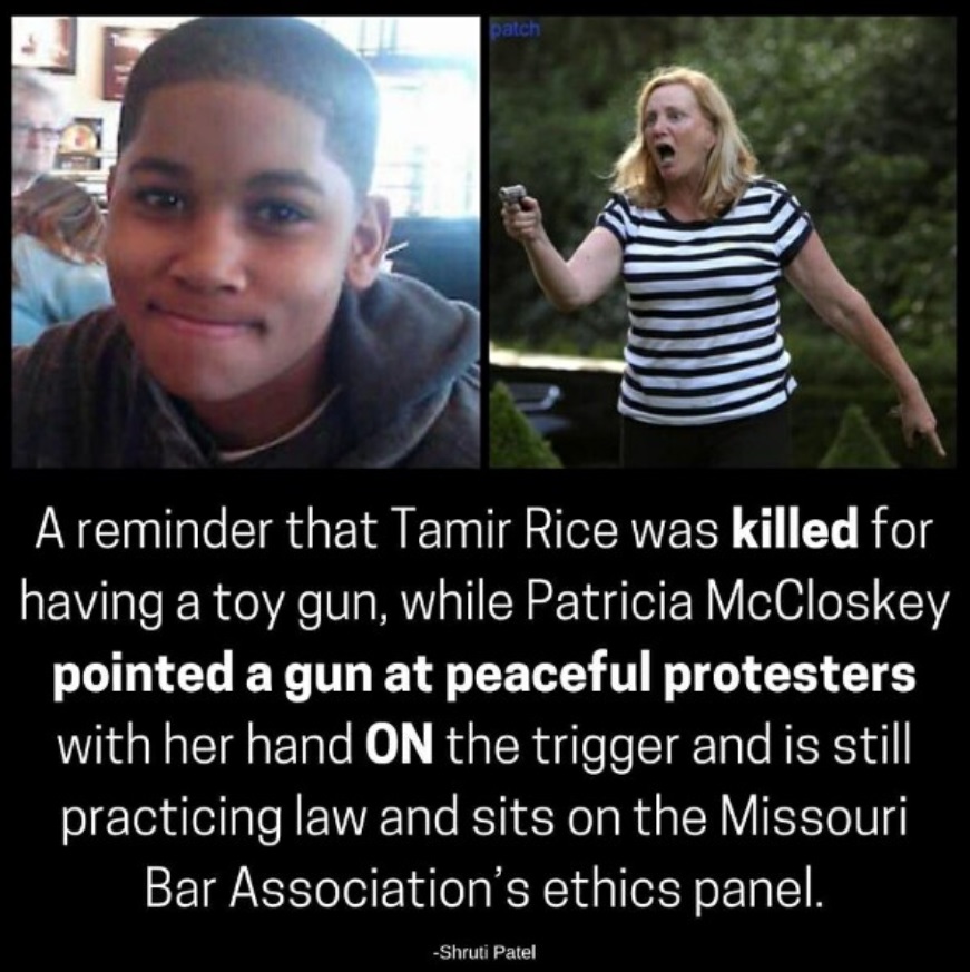 PHOTO Tamir Rice Was Killed For Having Toy Gun Patricia McCloskey Meme