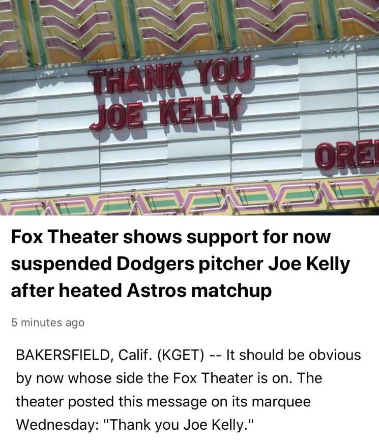 PHOTO Thank You Joe Kelly Sign In Bakersfield