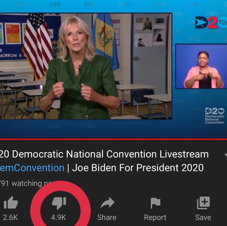 PHOTO 4.9K People Disliked The DNC On Wednesday Night