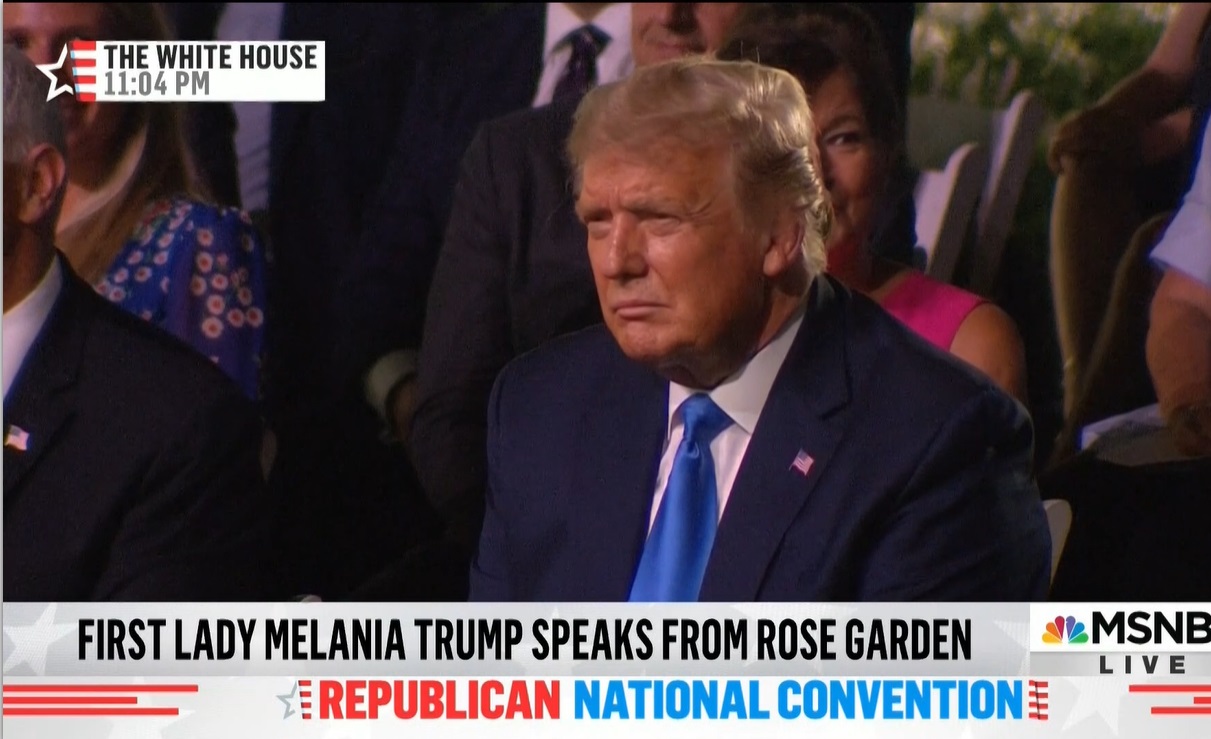 PHOTO Donald Trump Looking Happy As Melania Speaks Outside White House During RNC