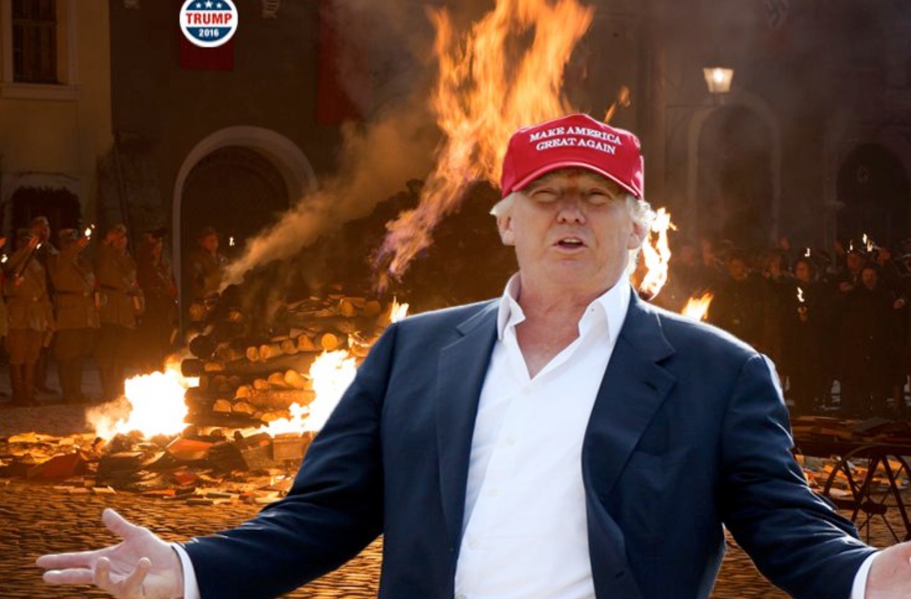 PHOTO Donald Trump Shrugging His Arms At A Giant Fire