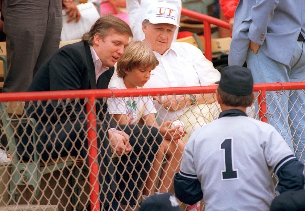 PHOTO Donald Trump's Son Very Sad Looking At Baseball During Game With His Father