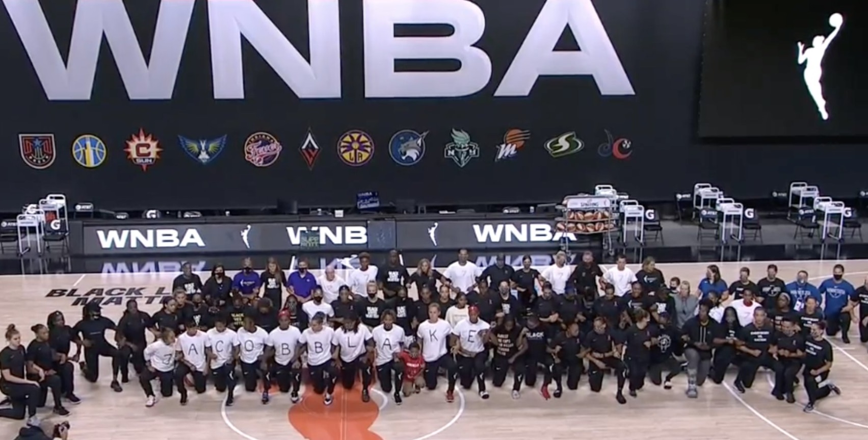 PHOTO Every WNBA Player Coach And Staff Member Kneeling Instead Of Playing Wednesday Night