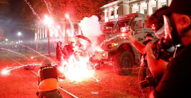 PHOTO Fireworks Hit And Damage Armored Vehicle In Kenosha Wisconsin