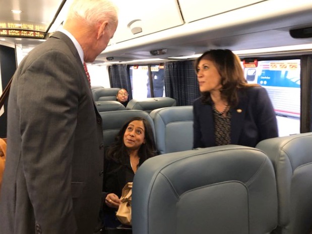 PHOTO Joe Biden Ran Into Kamala Harris On Amtrak