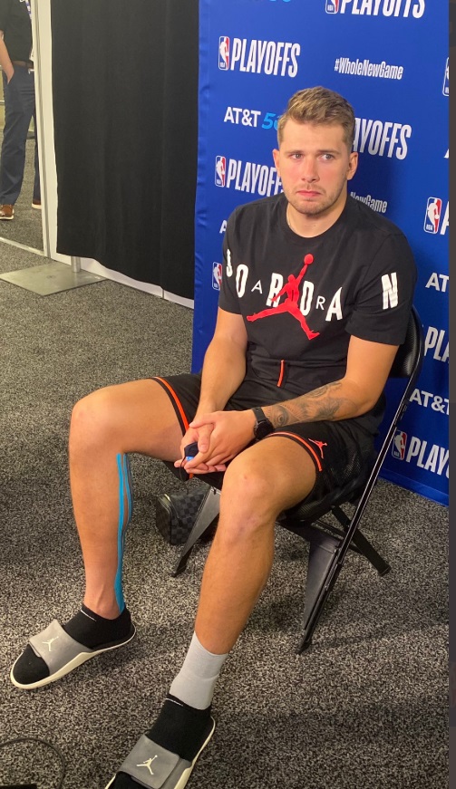 PHOTO Luka Doncic Has Small Wrap On His Left Ankle Post-Game