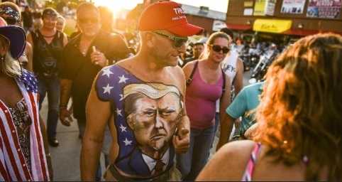 PHOTO Man At Sturgis Motorcycle Rally has Donald Trump's Face Tattoed Over His Entire Chest