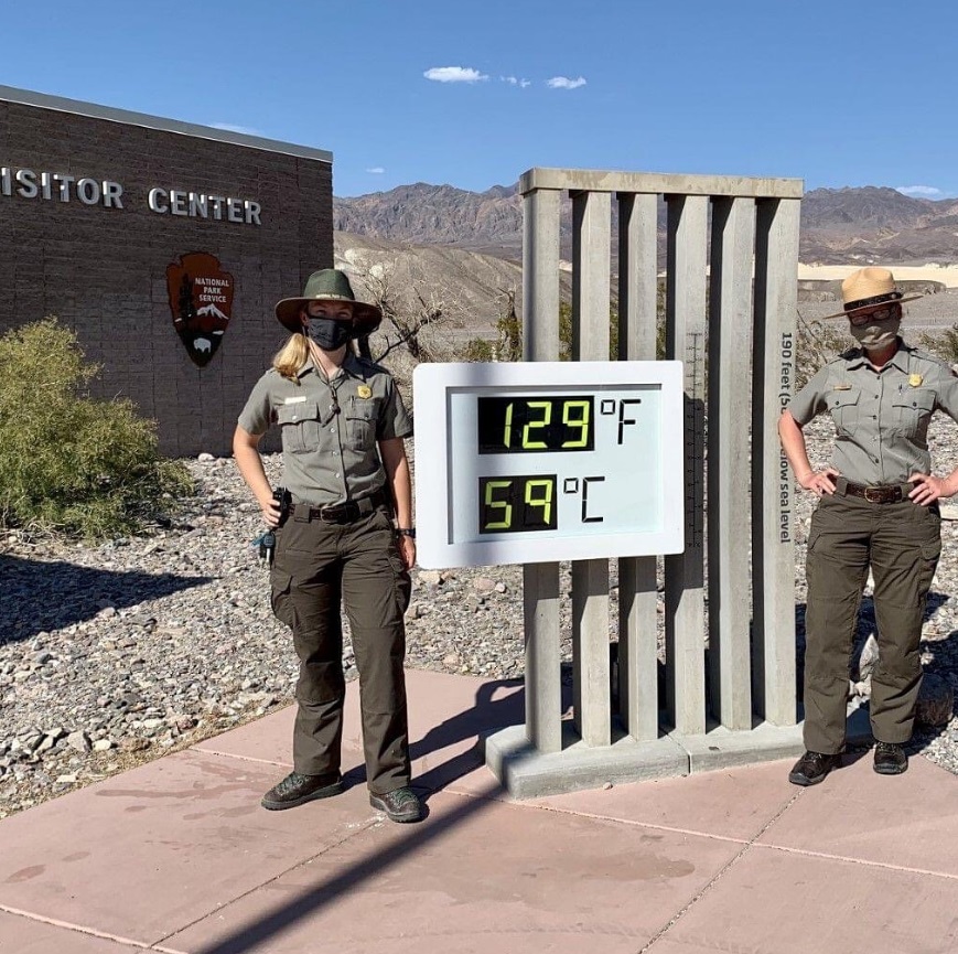 PHOTO Park Rangers At Death Valley National Park Wearing Face Masks In 129 Degree Weather