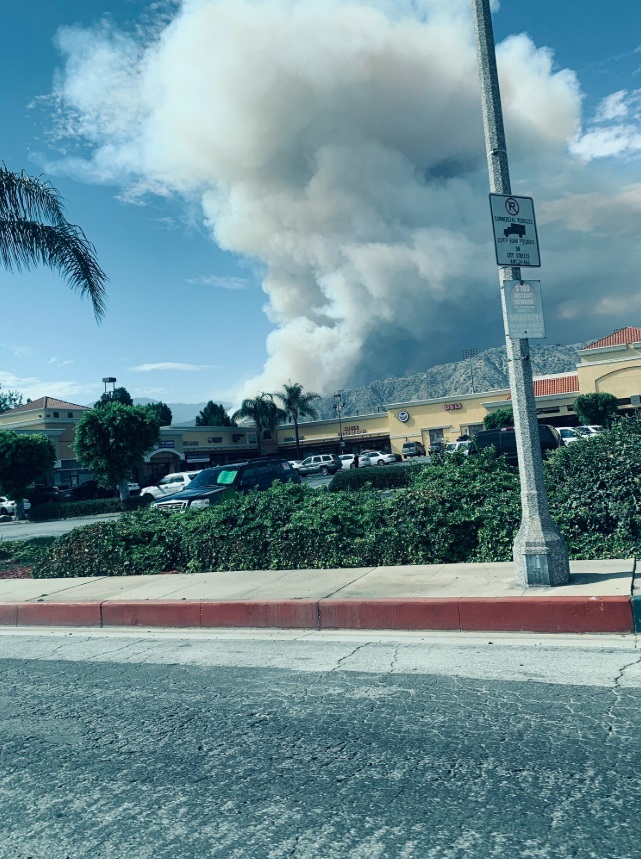 PHOTO Smoke From Fire Rising Over Shopping Center In Azusa California