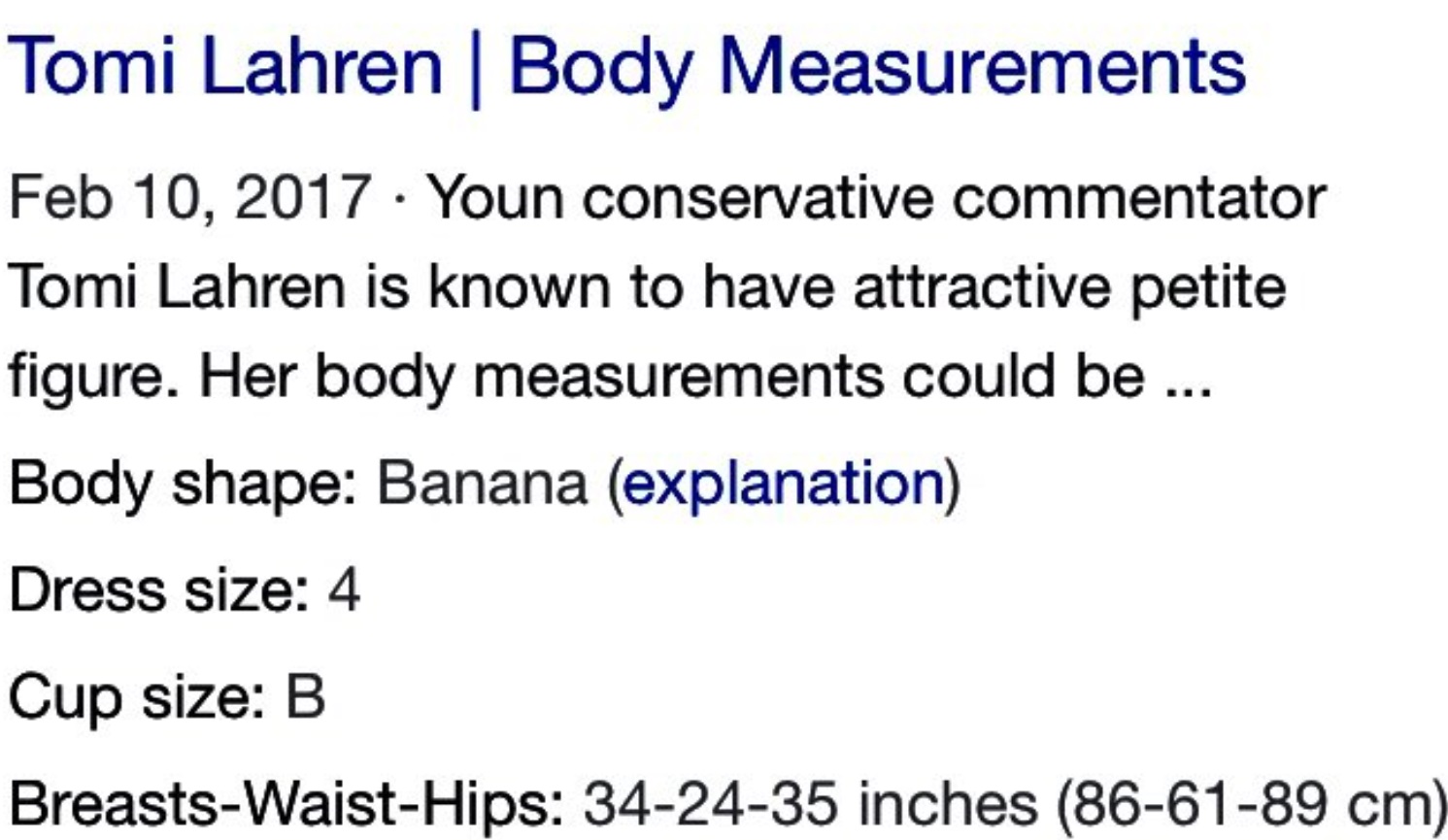 PHOTO Tomi Lahren Summary Says Her Body Shape Is A Banana