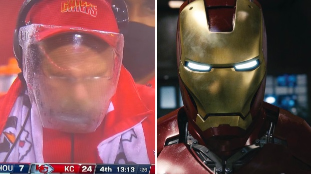 PHOTO Andy Reid Looks Like Robot With Face Shield On During Game