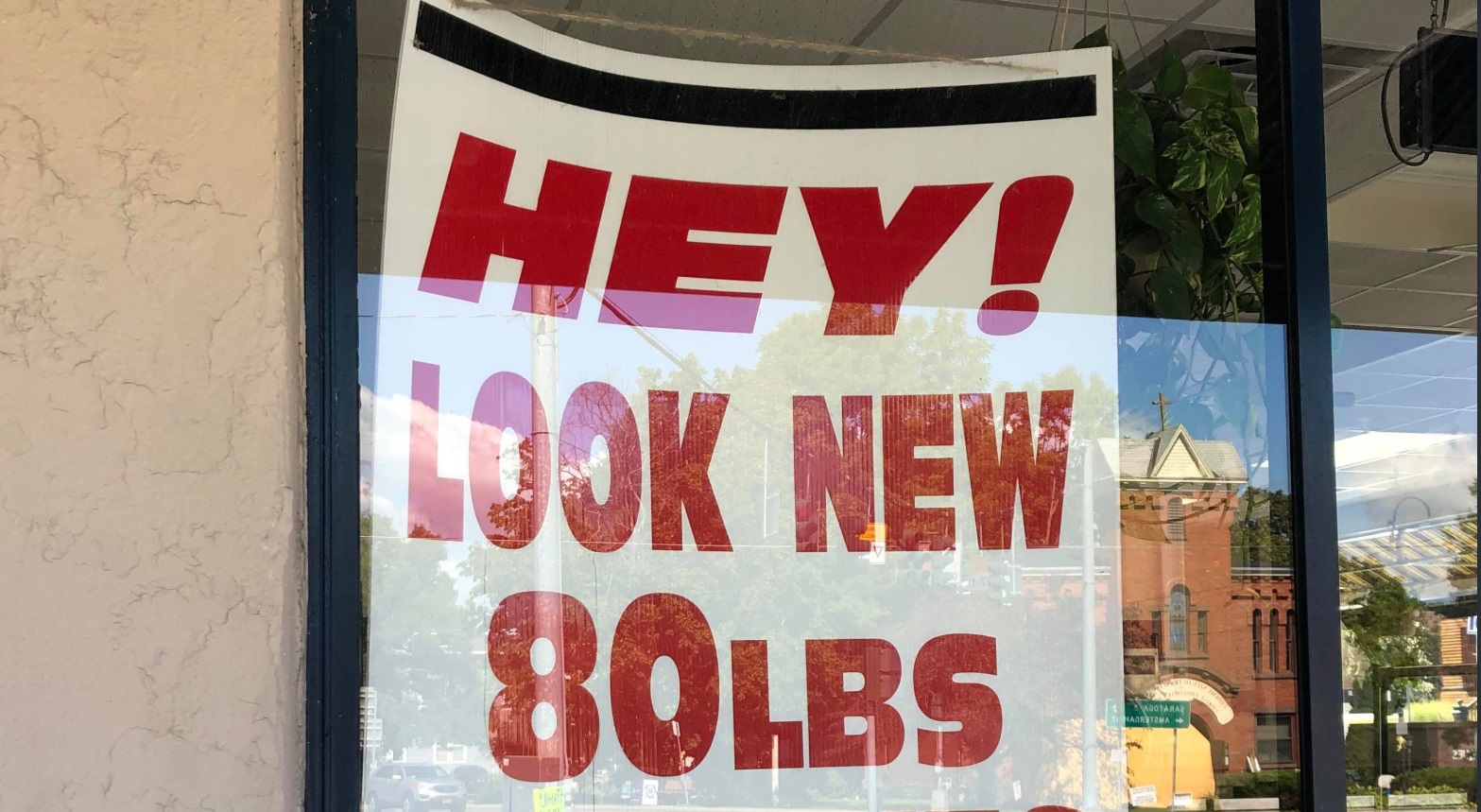 PHOTO Hey Look New 80LBS Sign Inside Grocery Store