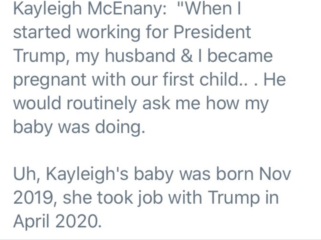 PHOTO Kayleigh McEnany Caught Lying About Trump Asking About Her Baby