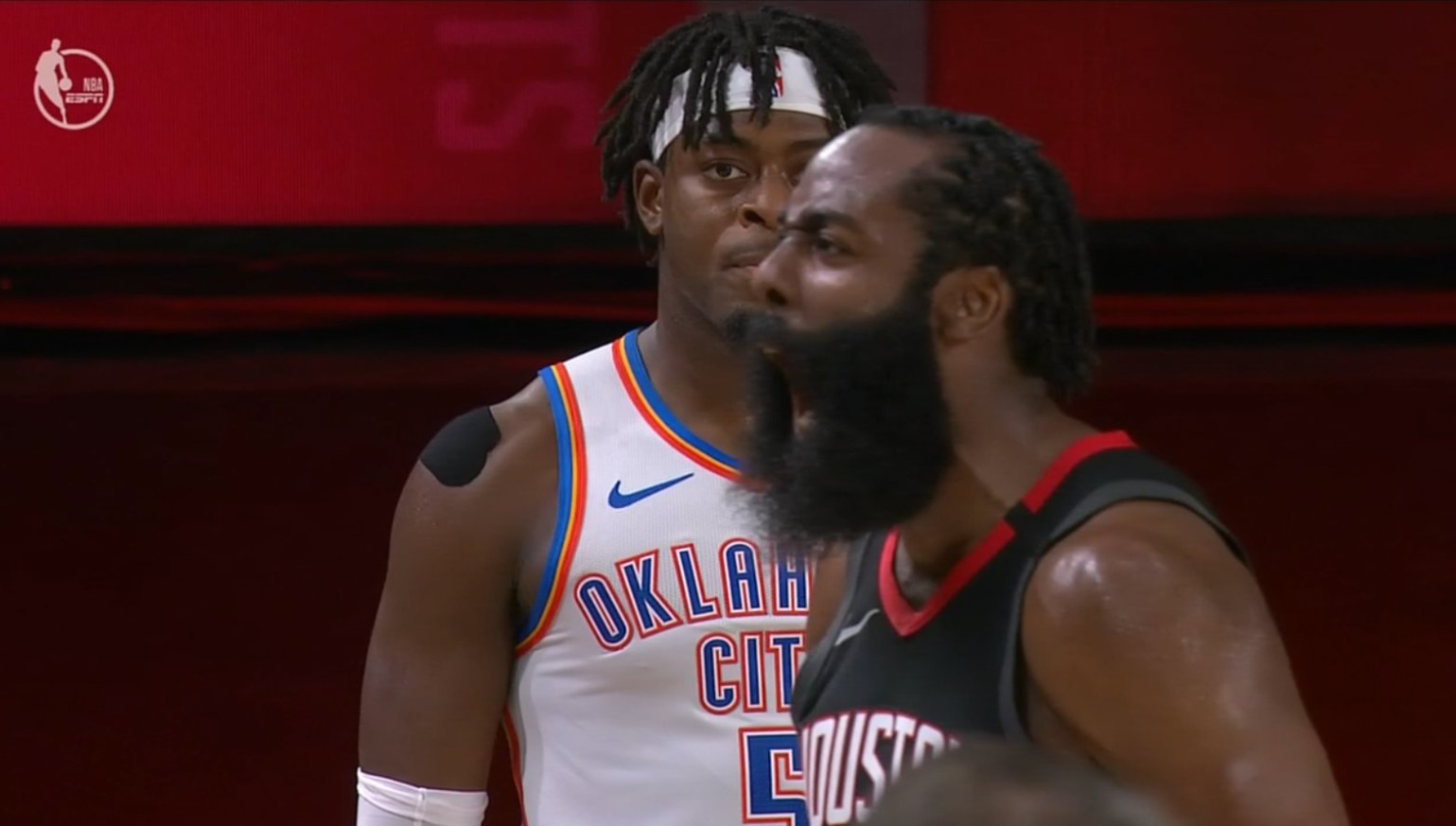 PHOTO Lu Dort Staring At James Harden Hello Darkness My Old Friend While Harden Curses