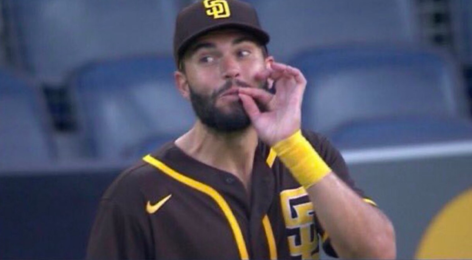 PHOTO Padres Player Pretending To Smoke A Blunt