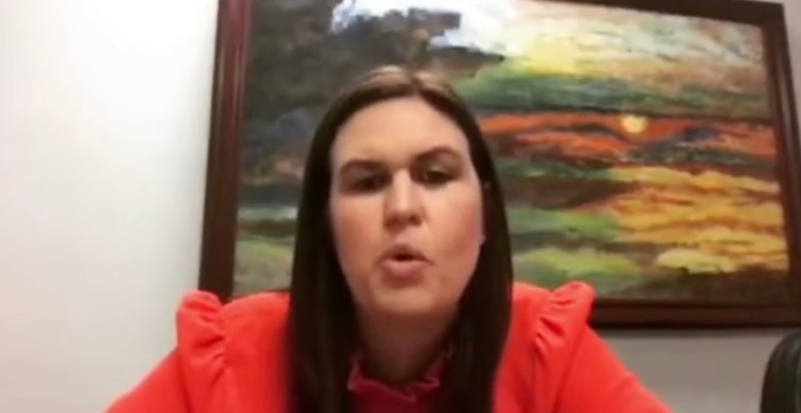 PHOTO Sarah Sanders On Video Conference With Kim Jong Un