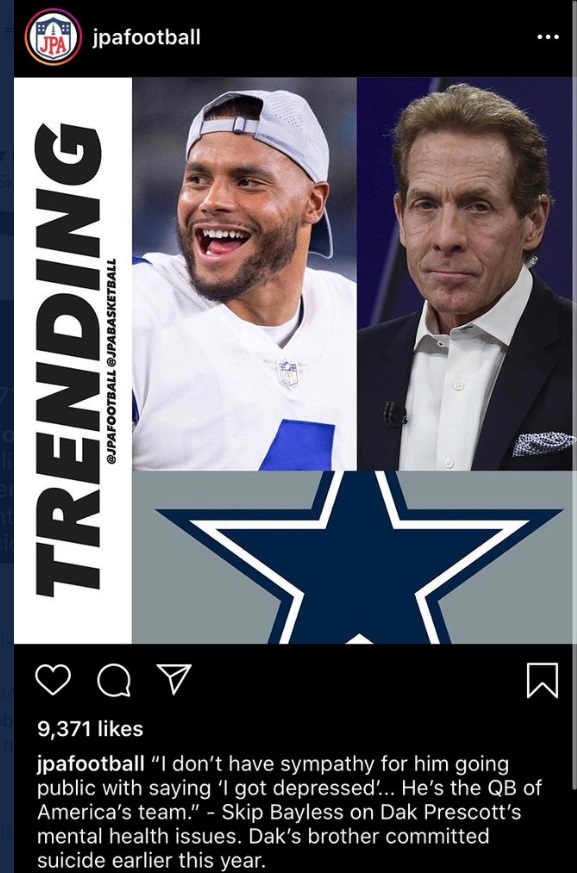 PHOTO Skip Bayless Says He Doesn't Have Sympathy For Dak Prescott Being Depressed