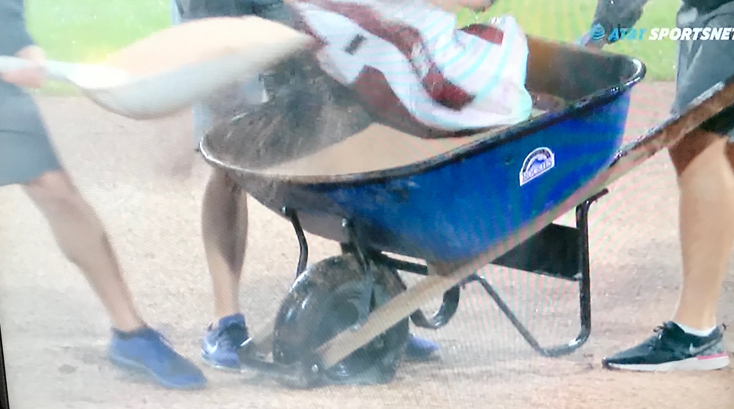 PHOTO Wheelbarrow Flat Tire At Coors Field