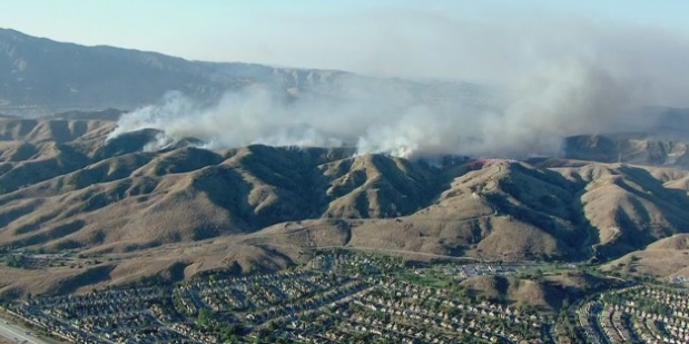 PHOTO Aerial View Of Yorba Linda On Fire