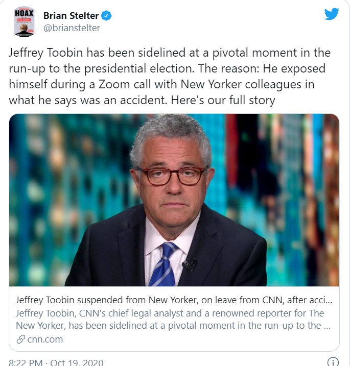 PHOTO Brian Stelter Calling Jeffrey Toobin's Zoom Call An Accident