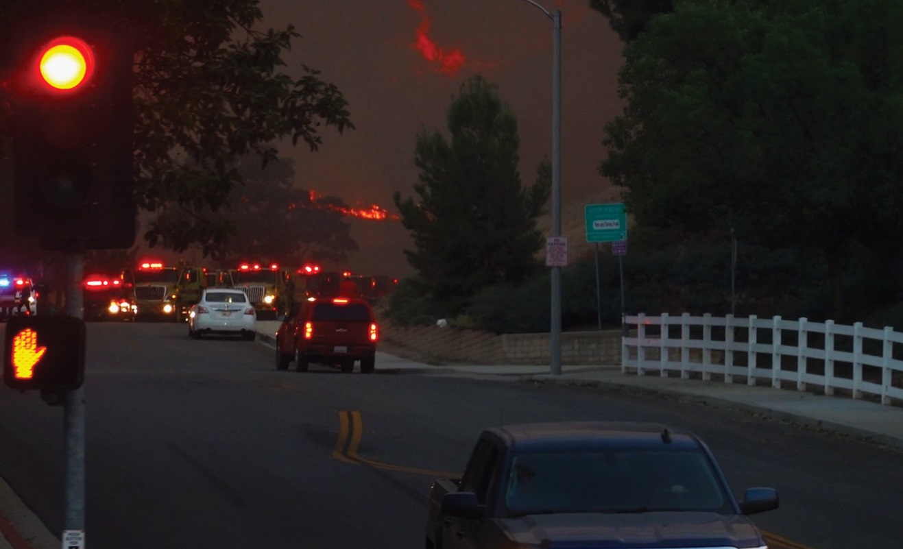 PHOTO Chino Hills Residents Evacuating As Fire Truck Enter Their Neighborhood