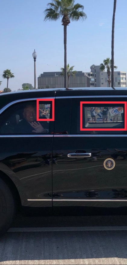 PHOTO Donald Trump Driving In Limo While LOL Protesters Are Showing Through The Windows