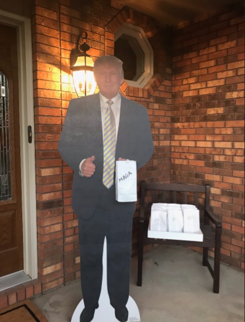 PHOTO Donald Trump MAGA Halloween Cutout Outside Homeowners Door For Trick Or Treaters To See