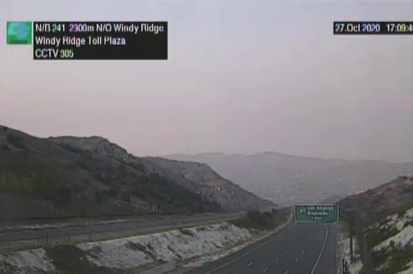 PHOTO Empty 241 Toll Road Headed Toward 91 Freeway Due To Silverado Fire