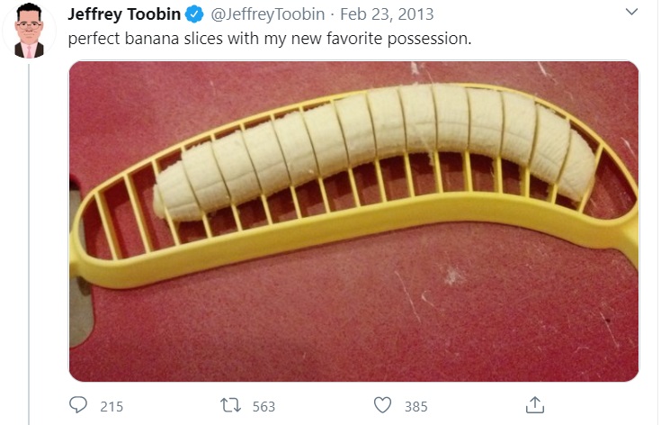 PHOTO Jeffrey Toobin Posted A Banana In A Slicer Before Zoom Meeting