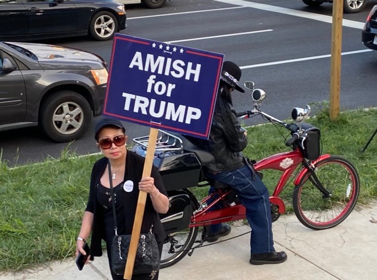 PHOTO Lady Holding Amish For Trump Sign