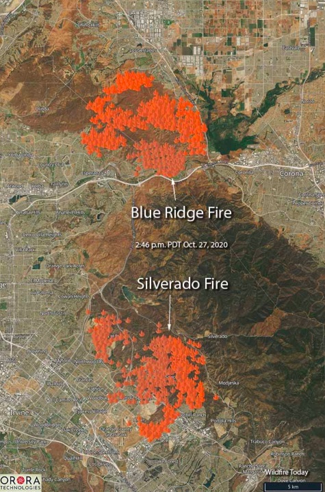 PHOTO Map View Shows How Close Silverado Fire Is To Blue Ridge Fire