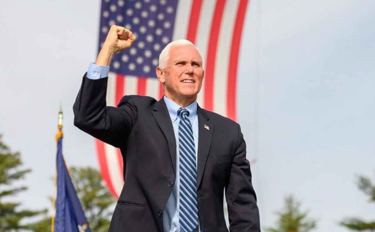 PHOTO Mike Pence Getting His Fist Warmed Up For Zoom Meeting