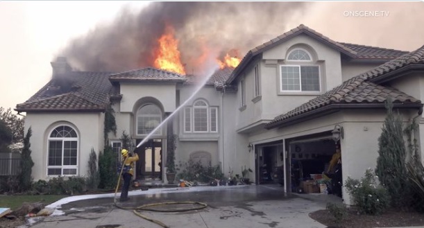 PHOTO Of Yorba Linda Home Roof Completely On Fire