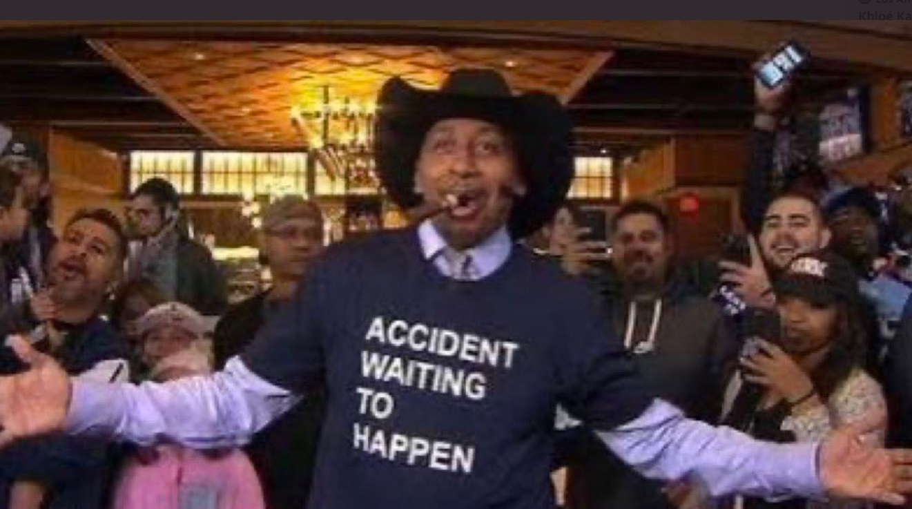 PHOTO Stephen A Smith Wearing Accident Waiting To Happen T-Shirt With Cigar In His Mouth And Cowboy Hat