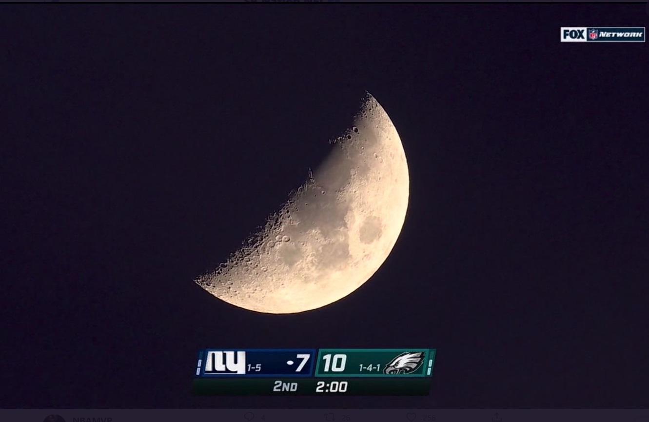 PHOTO The Moon Hiding Above Giants Eagles Game In Philly Because It Didn't Want To Watch The Game