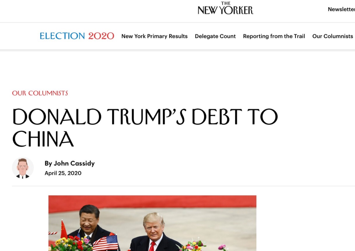 PHOTO The New Yorker Thinks Donald Trump Has Debt To China