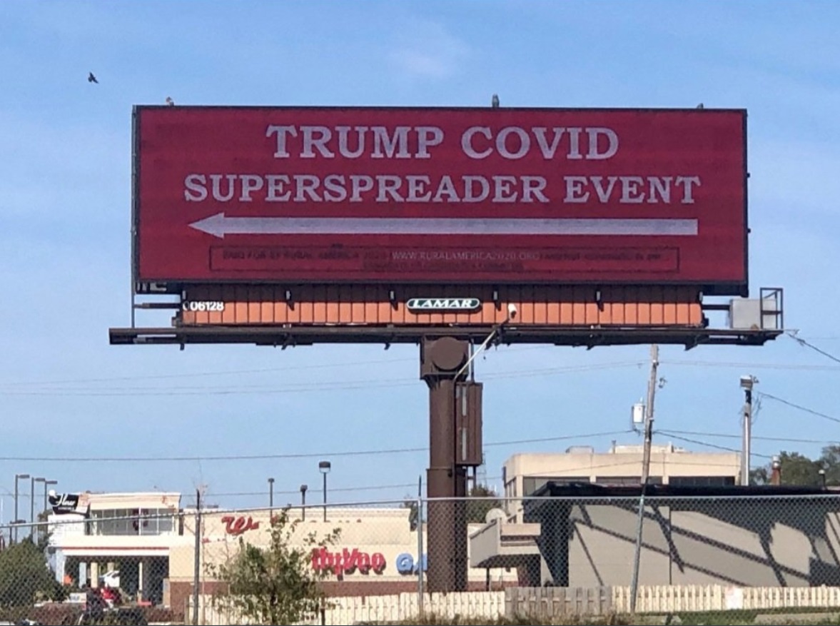 PHOTO Trump COVID Superspreader Event Billboard