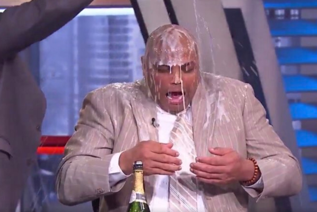 PHOTO Charles Barkley Covered In White Liquid