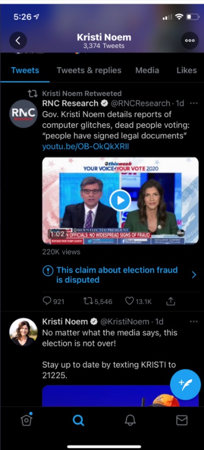 PHOTO Kristi Noem Is Sharing Disputed Information All Over The Internet