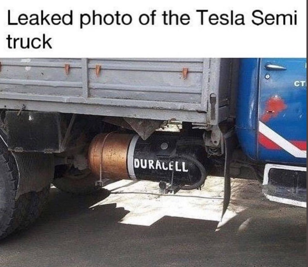 PHOTO Leaked Picture Of The Tesla Semi Truck Elon Musk Meme