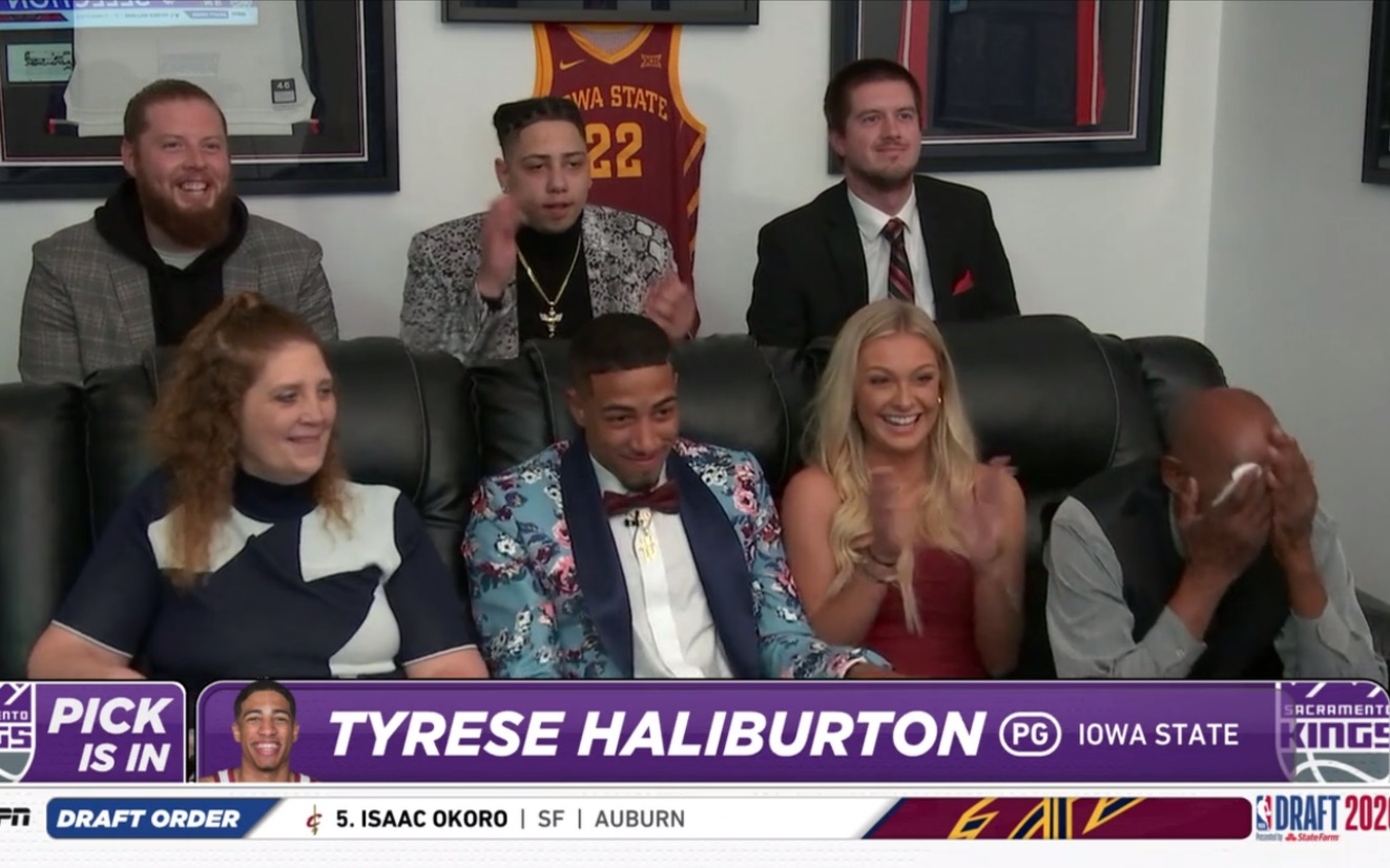 PHOTO Tyrese Haliburton's Girlfriend Clapping For Him As He's Drafted By The Sacramento Kings